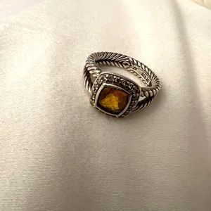 David Yurman Petite Albion Ring with Citrine and Pavé Diamonds